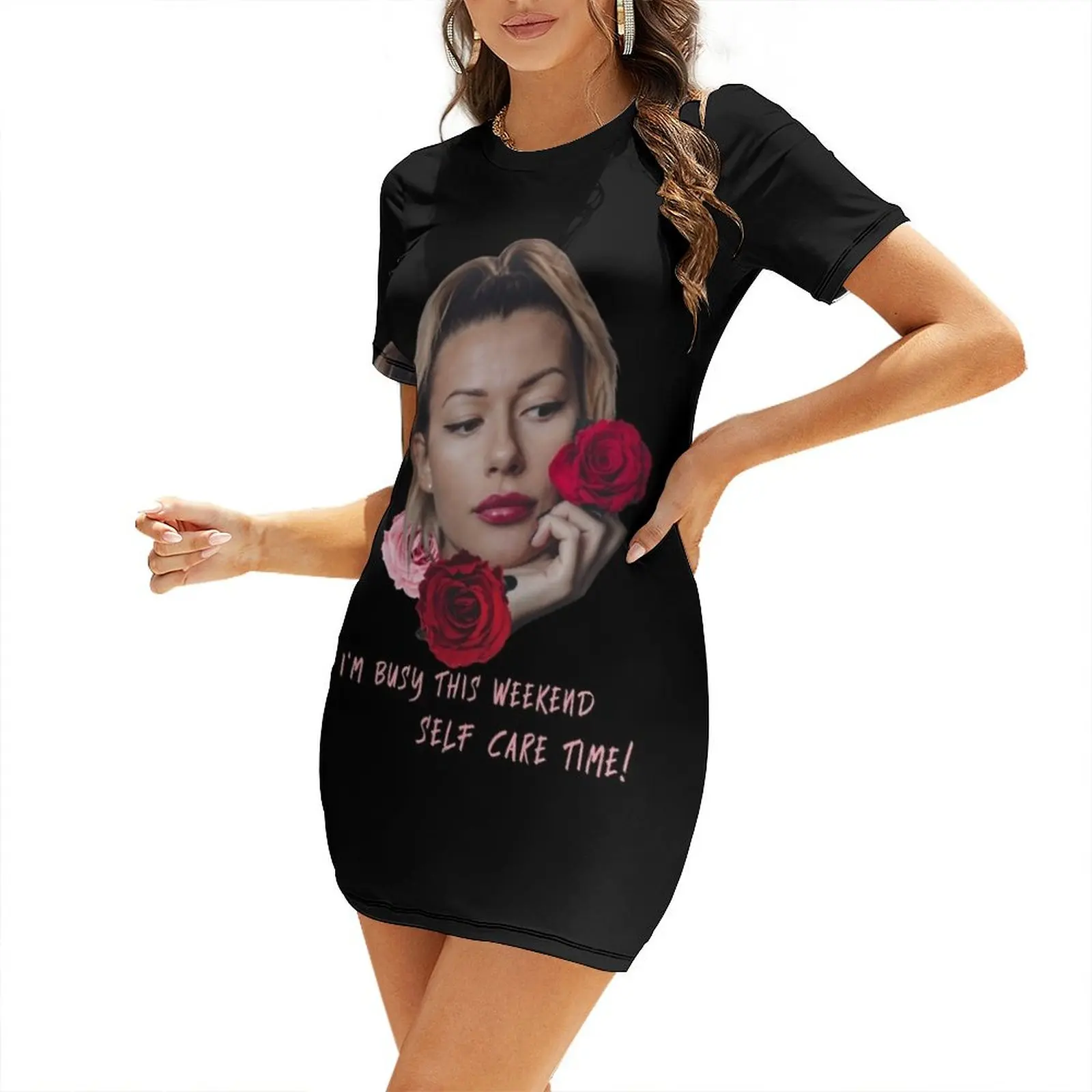 

I am busy this weekend, self care time Short-Sleeved Dress cocktail dresses Dress