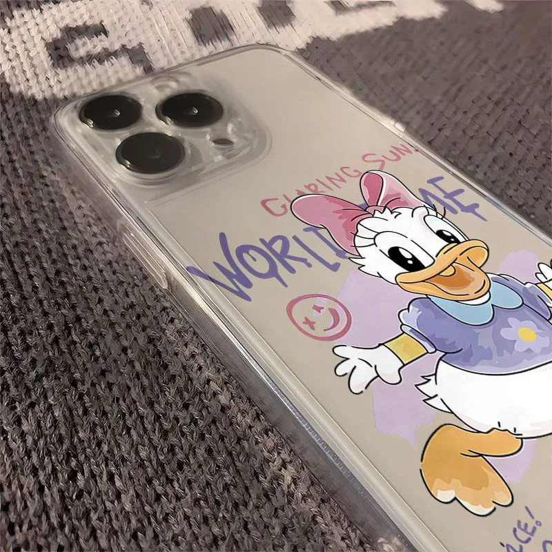 Cute Dance Donald Duck Daisy Couple Set Case For iphon 11 12 13 14 15 16 17 Pro Max Plus Air English font Earthquake-proof Cover view 6