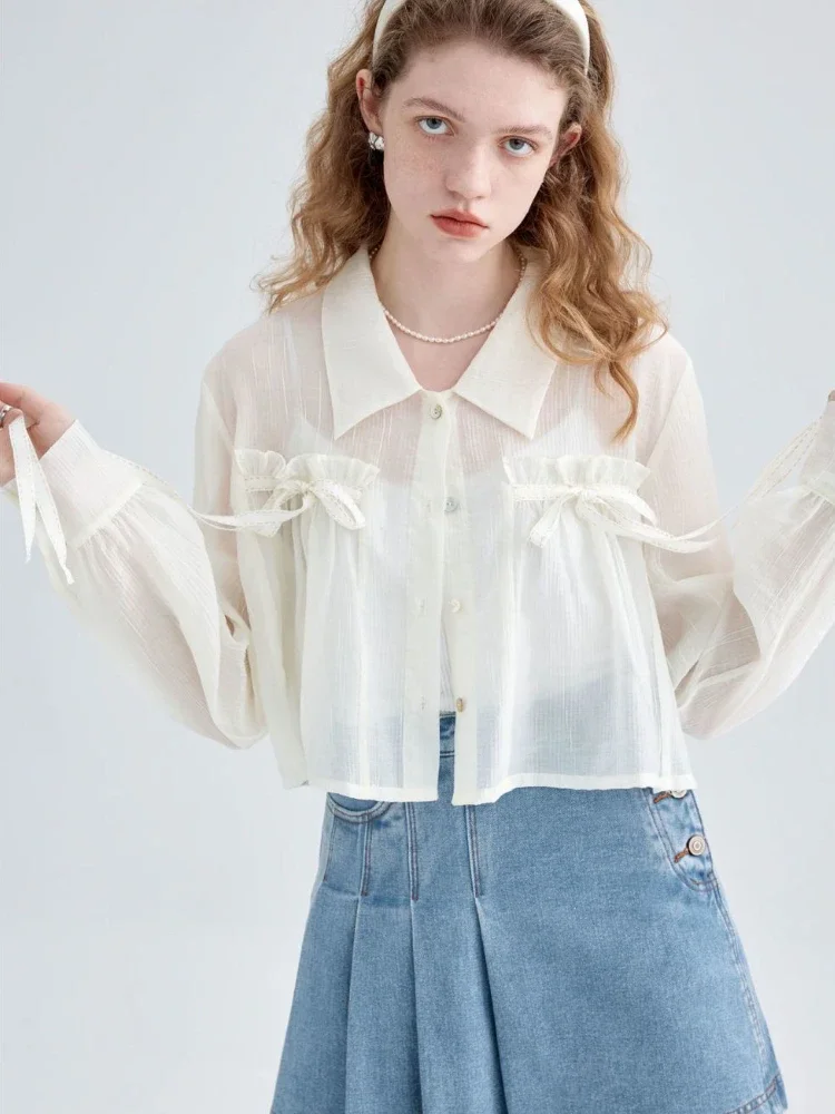 Shirts Women Lace-up Tender Single Breasted Minimalist Elegant Turn-down Collar Soft Popular Pure Casual Korean Style Spring New