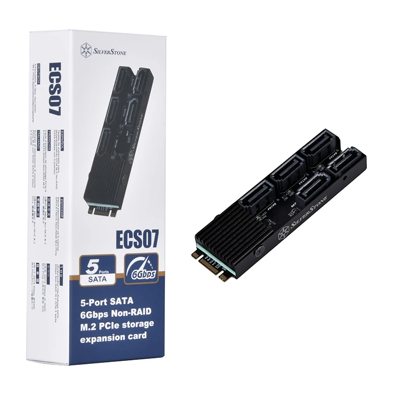 

SST-ECS07 5 Port SATA Gen3 6Gbps Non-RAID M.2 PCIe Storage Expansion Card NVMe 6G JMB585