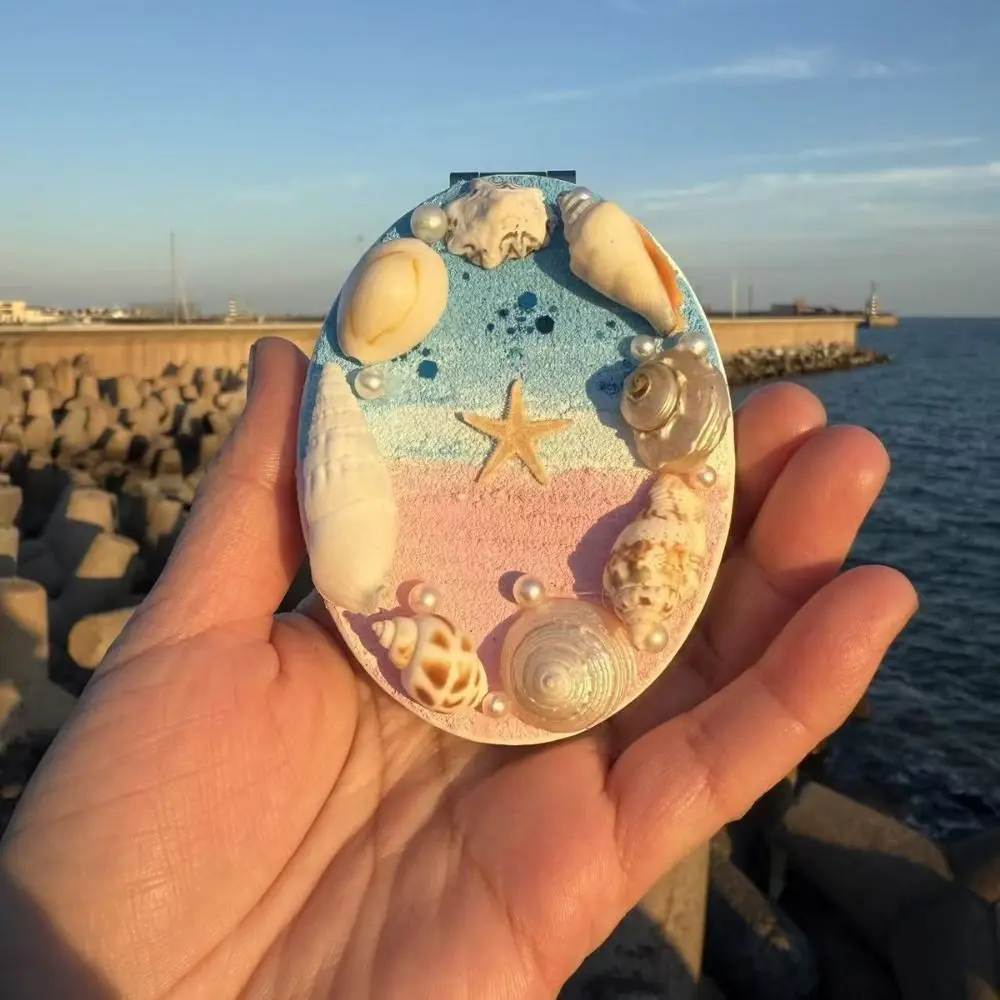 Double-sided Makeup Mirror Cute Sea Shell Compact Cosmetic Mirror Elegant High Definition Surface Hand Small Mirror Women