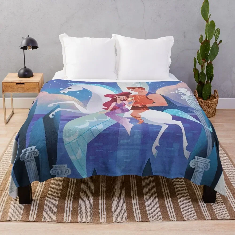 

Hercules, Meg & Pegasus Throw Blanket Cozy Light Blanket for Travel Camping Picnic