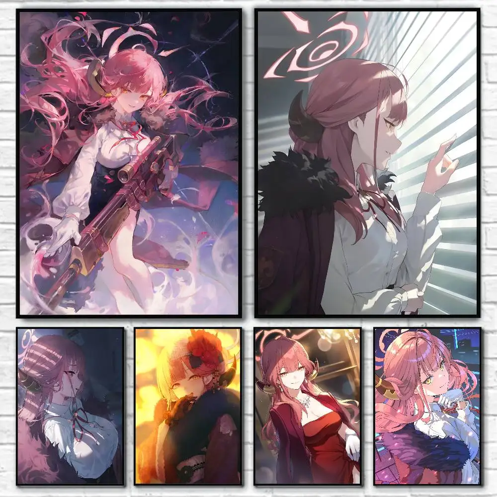 Anime Game Cute Blue Archive Rikuhachima Aru Posters HD Print Vintage Wall Art Decor for Home Study Room