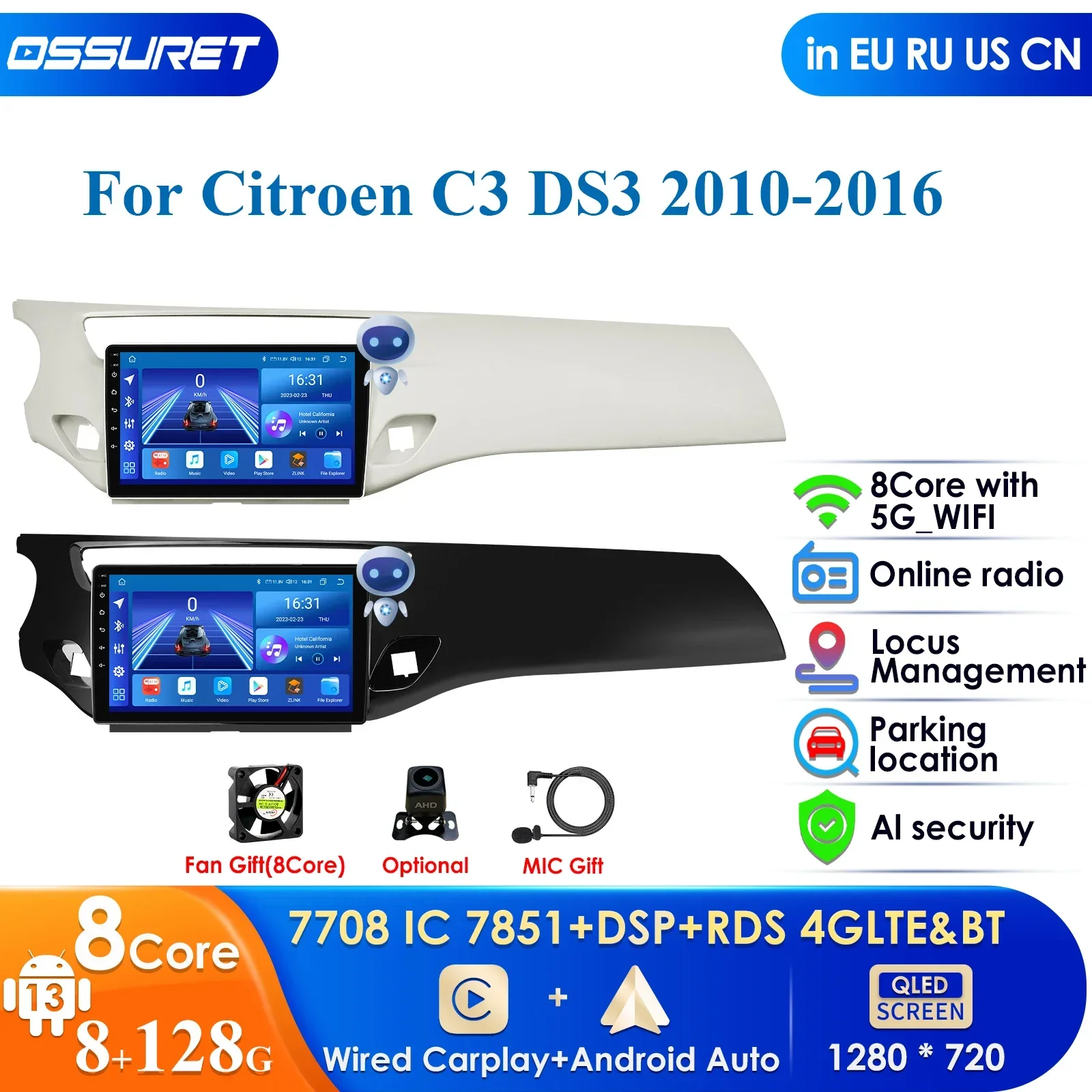 

Carplay 4G DSP 7862 QLED Screen 2din Android Autoradio for Citroen C3 DS3 2010-2016 Car Radio Multimedia Video Player GPS Stereo