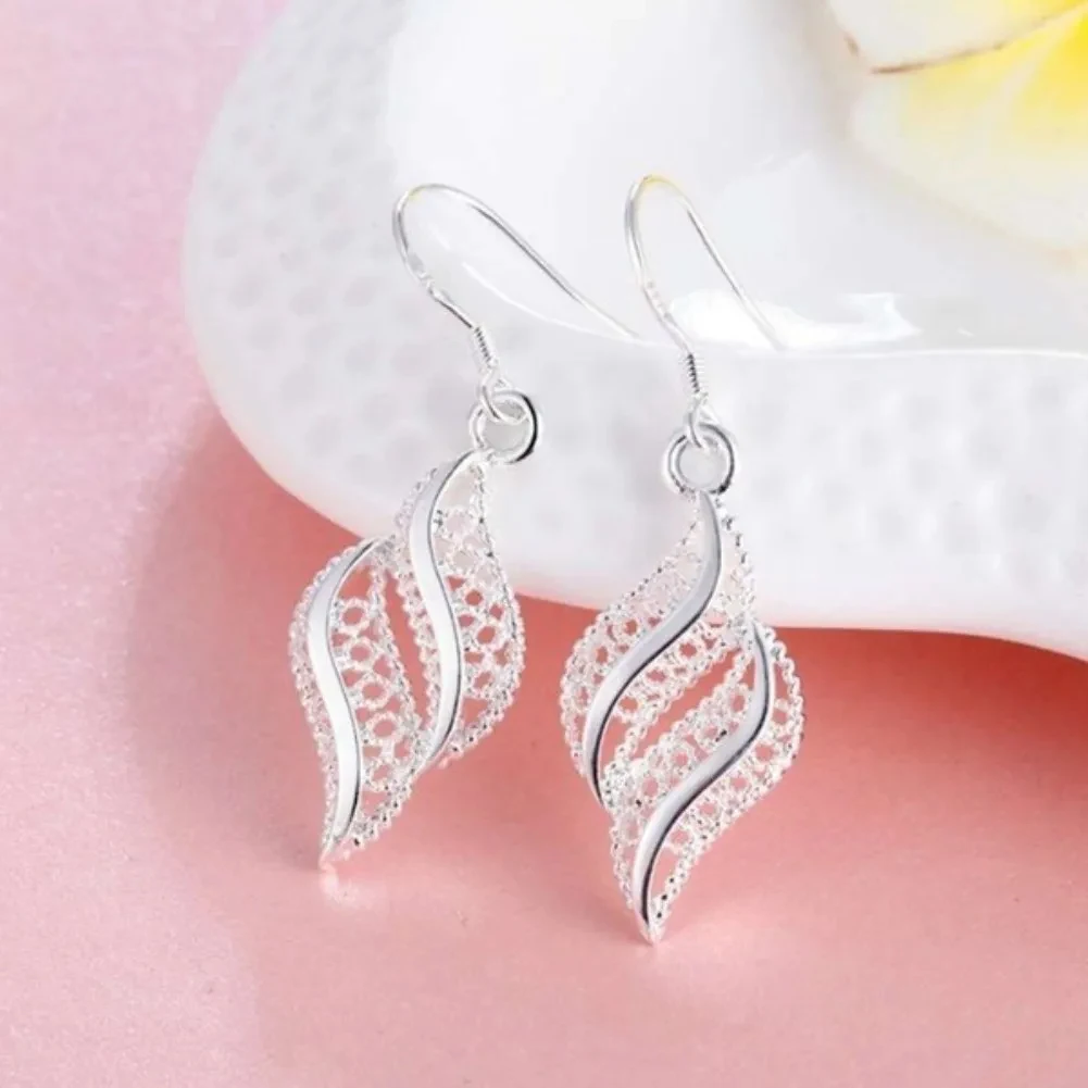 

New 925 Sterling Silver charms Flowers leaf Earrings for Women fashion party wedding Jewelry Christmas Gifts vintage earrings