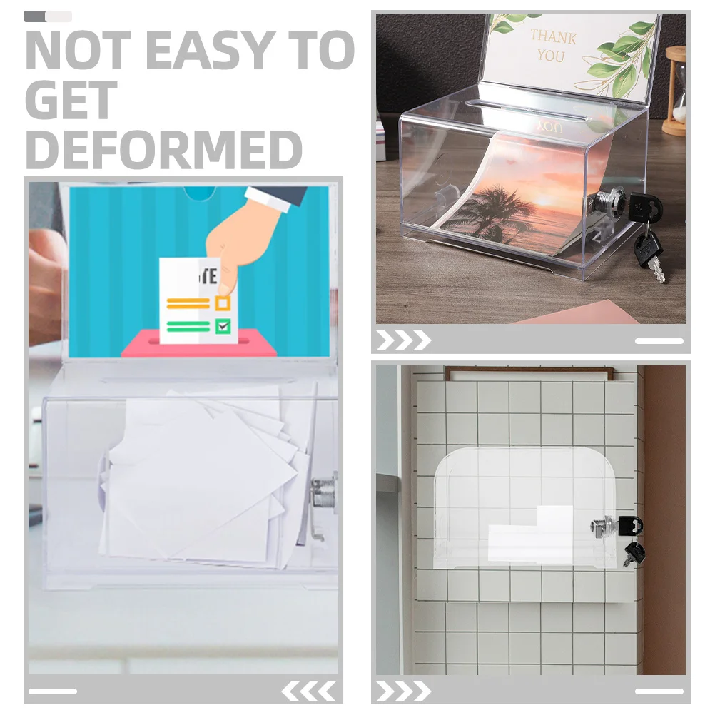 

2 set Trading Storage Acrylic Raffle Box With Lock Business Card Holder For Wedding Party Office Tip Donation Jar Multi-Function