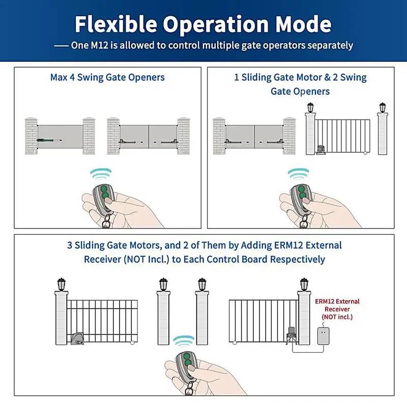 Gate Opener Remote Control 433 MHZ Programmable Garage Door Opener Wireless Through-Wall Gate Clone Key For Rolling Door
