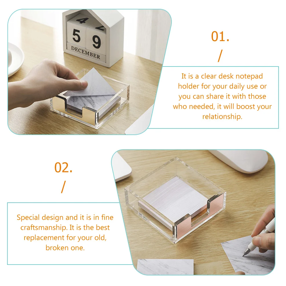 

2 Pcs Note Box Pen Holder Desk Paper Clip Memo Stand Pocket Dispenser Acrylic Pad