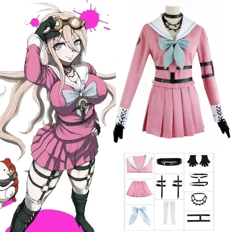 Miu Iruma Cosplay Anime Costume Danganronpa V3 Costume Wig Girls Dress Sailor Suit Skirt Goggles Full Set Halloween Outfits