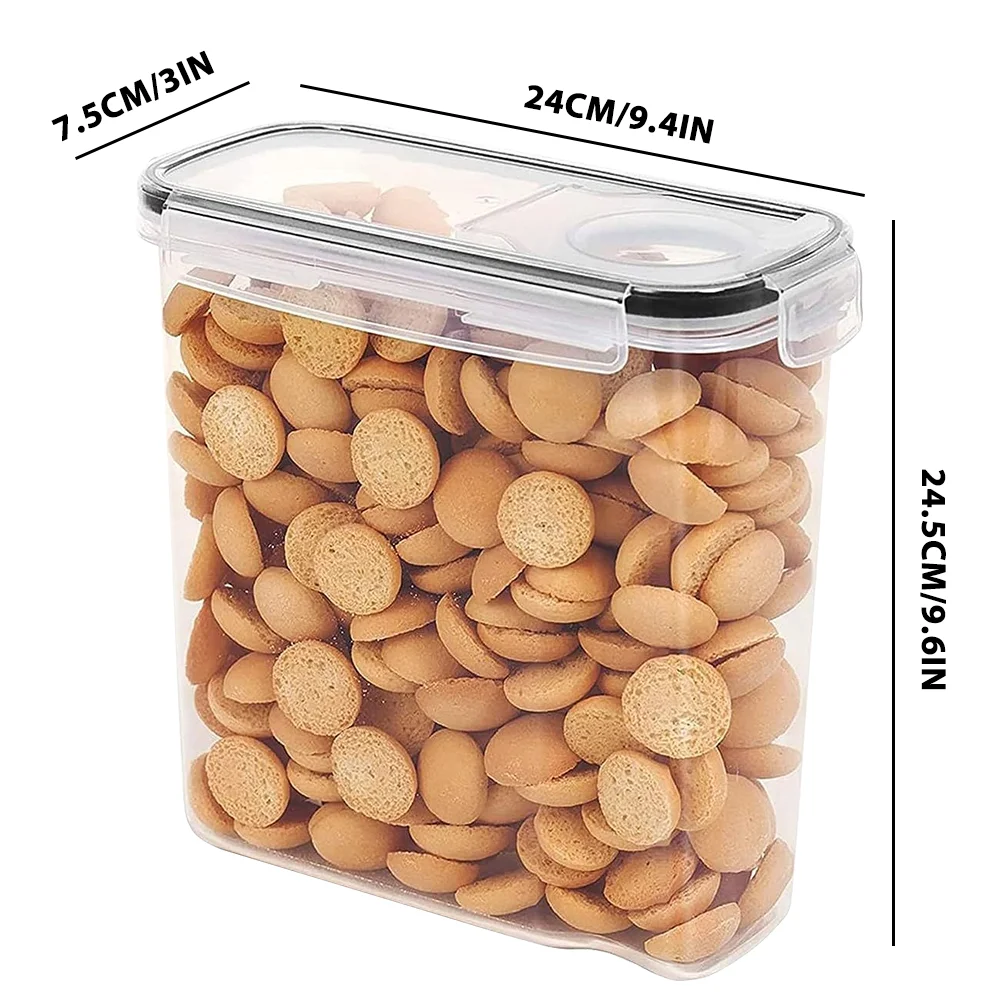 4-teilig/8-teilig/12-teilig 4L Aufbewahrungsbehälter Versiegelte Lebensmittel-Aufbewahrungsbox Müsli-Süßigkeiten-Trockenfutter-Behälter Luftdichtes Müsli-Aufbewahrungsset Transparent – Detail 2