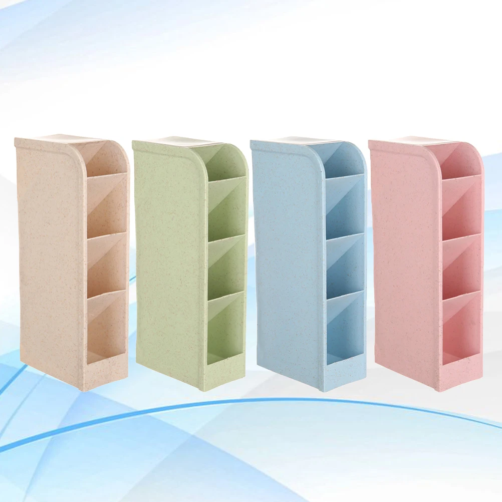 

4pcs Four Grid Storage Box Pen Caddy School Equipment Organizer Desk Pencil Vertical Horizontal Teacher Student Classroom File