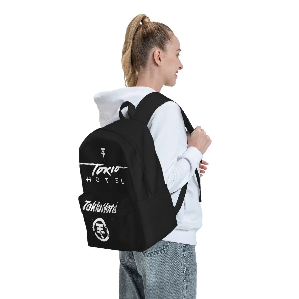 Rock Band Tokio Hotel Music Graphic Backpack Student Soft Backpacks Polyester Funny High School Bags Camping Custom Rucksack