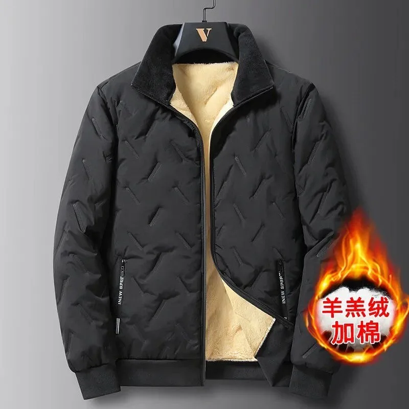 2024 Winter New Fashion Plus Fleece Thick Warm Cotton-Padded Jacket Men\'s Casual Loose Fashion Large Size High Quality Coat 7XL