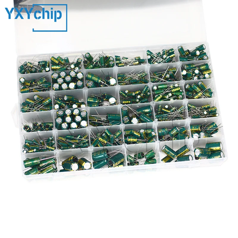 335 625 925PCS 24 36values Aluminum Electrolytic Capacitor Assortment Kit Low ESR 1uf4.7uf 10uf22uf 47uf 100uf 220uf 330uf 470uf