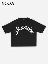 100% Cotton T-Shirt Short Sleeve Top Letter Oversized Tee Print Casual Y2k Streetwear Vintage Summer Korean Fashion Men Clothing