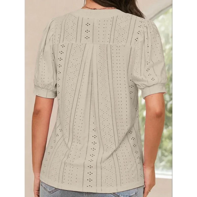 プラスサイズ 1XL-5XL 女性のファッショナブルな V ネック無地ブラウスレディースカジュアル快適な半袖シャツ