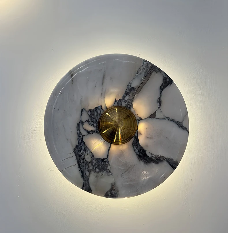 Art Wall Light Stone Gold Metal