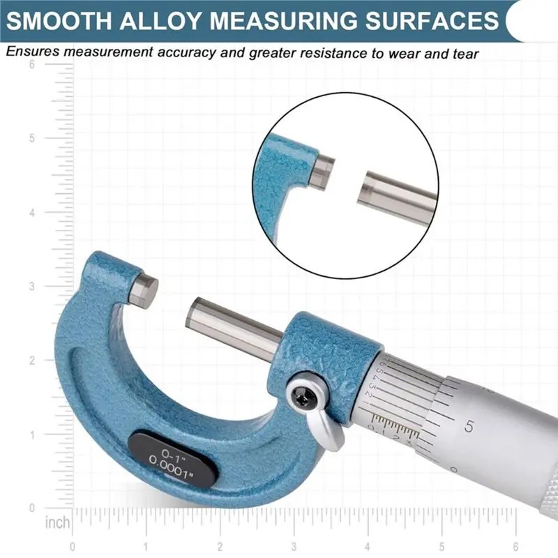 【CUSTOMER FAVORITE】Micrometer Set 4PCS 0-4 Inch, 0.0001 Inch Graduation Outside Micrometers Professional Machinist Tools