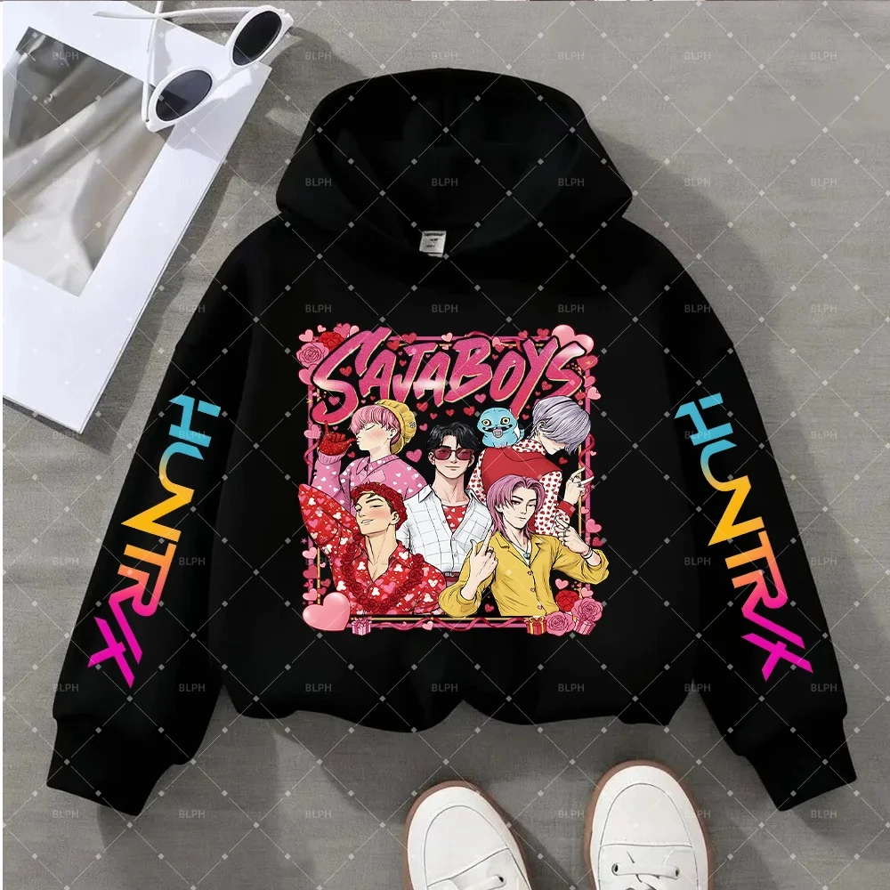 

Cute KPop Demon Hunters Graphic Printed Hooded Sweatshirt for Kids Fashionable and Comfortable Pullover with Eye-catching Design