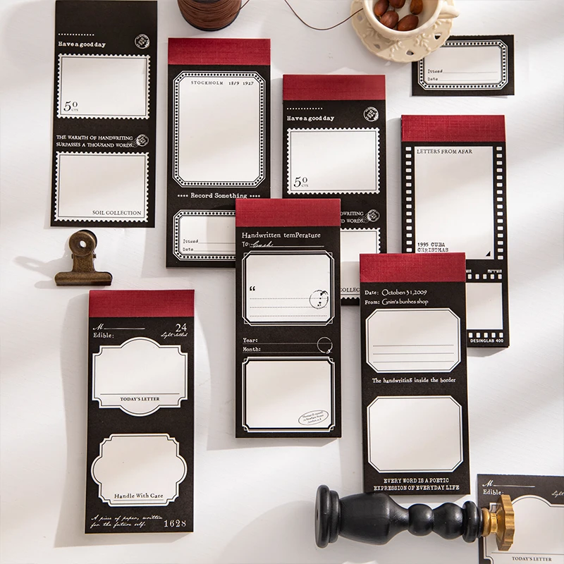 50 Blatt schwarz-weiße Notizbuch-Serie, europäische Retro-Nachrichtennotizen, handgefertigt, DIY, Scrapbooking, Material, Ästhetik, Bastelpapier