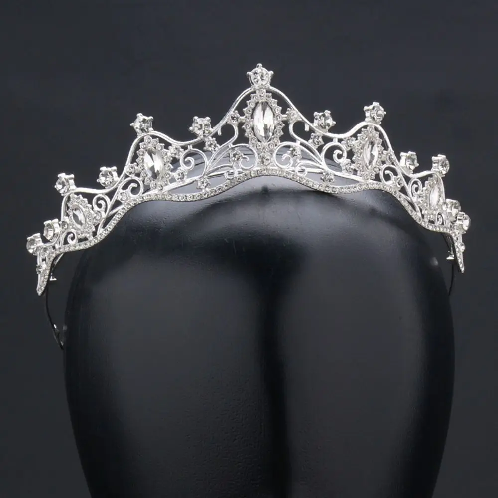 Simple Bar Mitzvah Crown Retro Crown Rhinestone Hair Hoop Metal Princess Crowns Alloy Korean Style Bride Tiaras Hair Ornaments