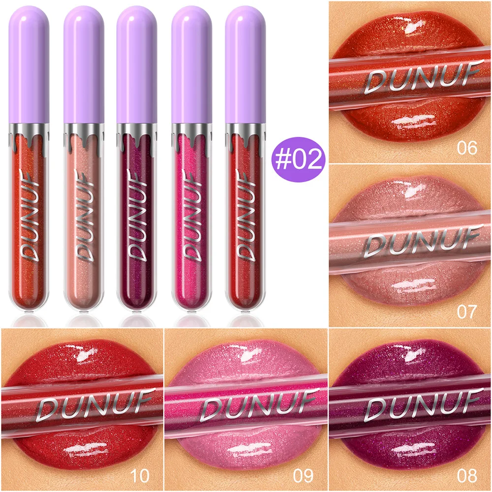 5 Colors Hydration Gift Box Mirror Lip Gloss Set Non-Sticky Cup Nourishing Moisturizing Color Developing Lip Glaze