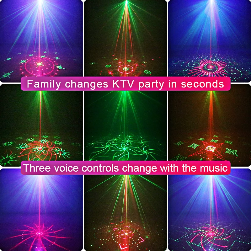 WZSTAR 5 in 1 RGB DJ LED Laser Strobe Light Voice Control Laser Show System for Party Club Dance Floor Moving Head Stage Lights