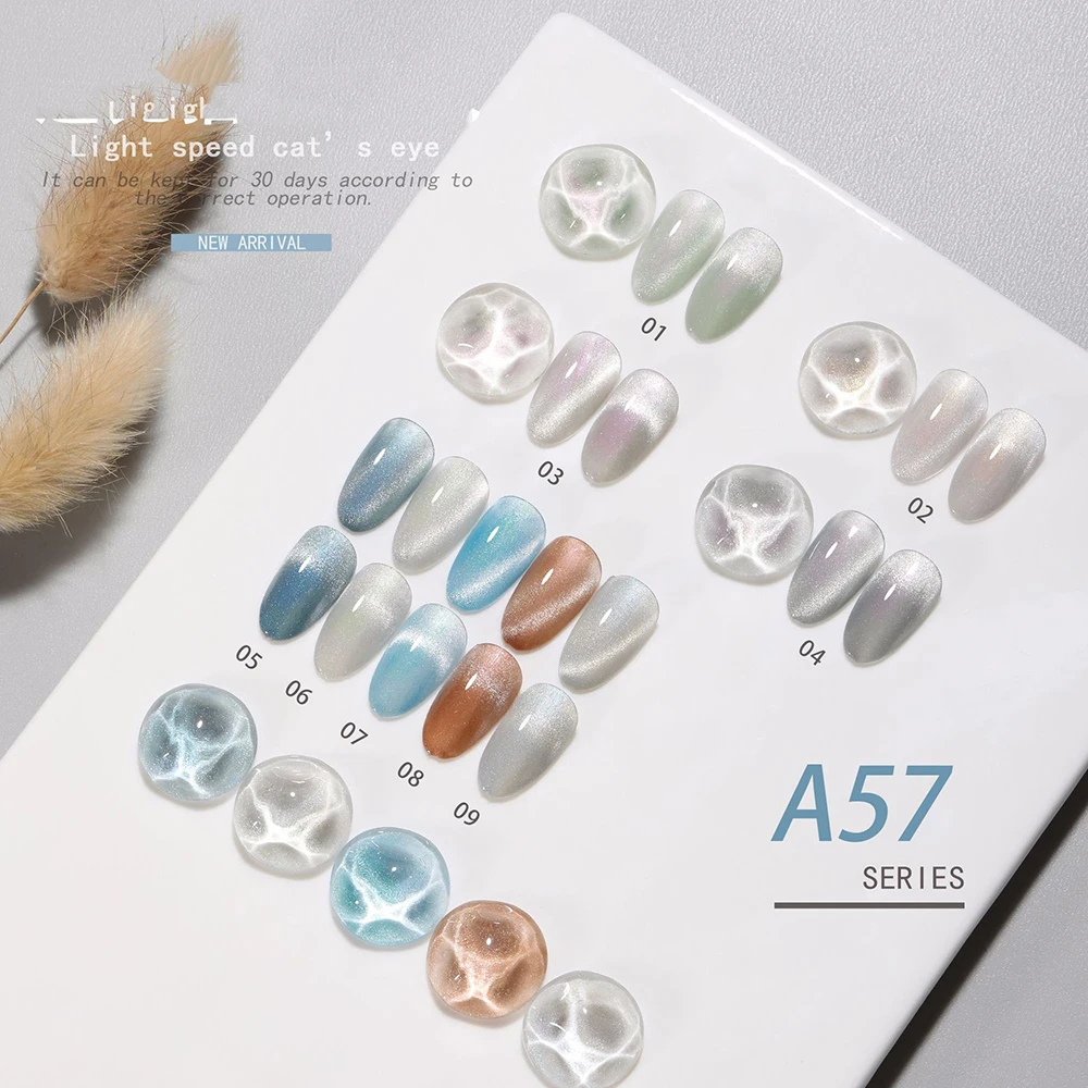 

Vendeeni 9 Colors/Set Discolored Cat Eye Gel Nail Polish UV LED Light Changes Magnetic Crystal Nail Lacquer With Color Card