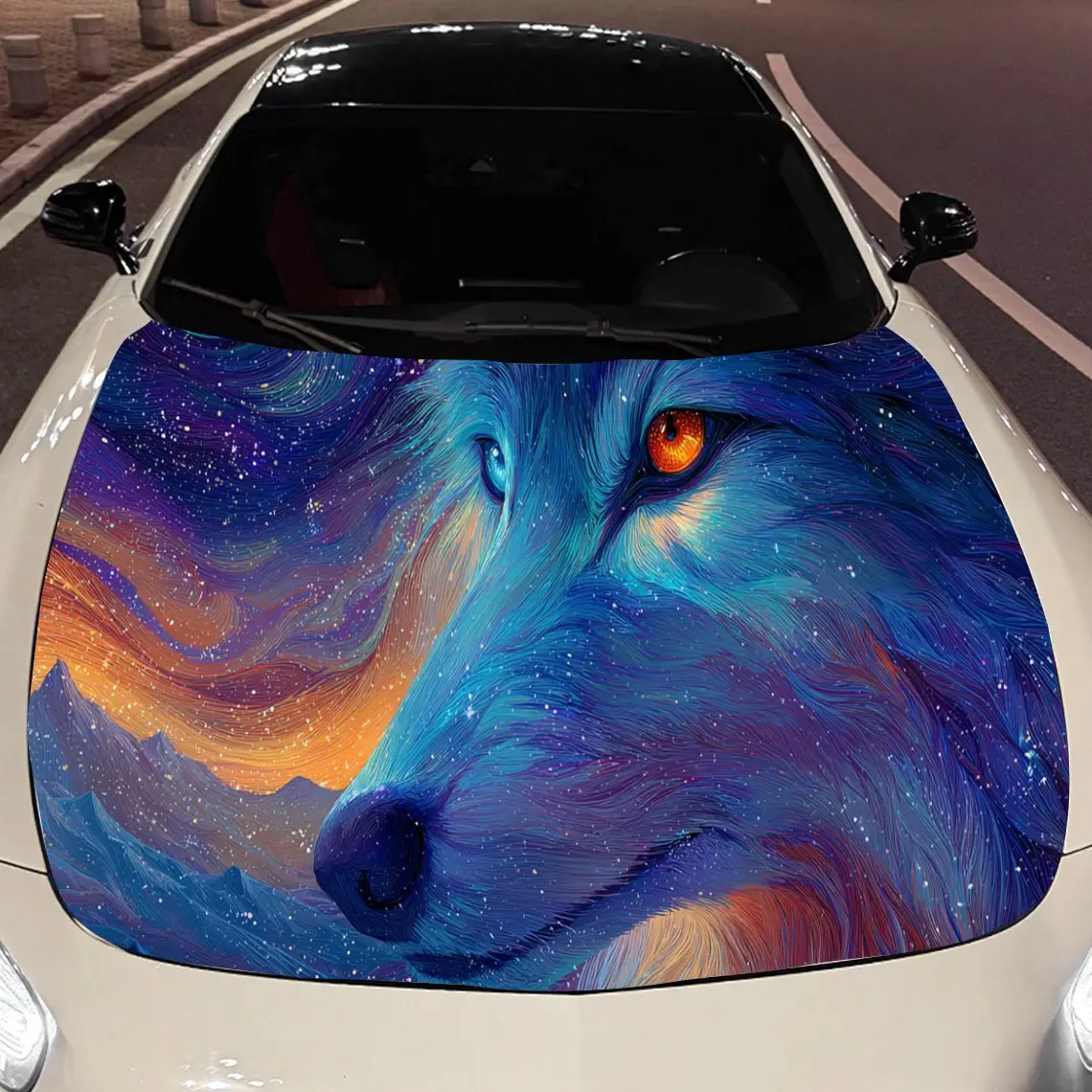 Autocollants pour capot de voiture loup affascinant – Film vinyle auto-adhésif, imperméable et durable, décorez et protégez votre voiture – Le cadeau