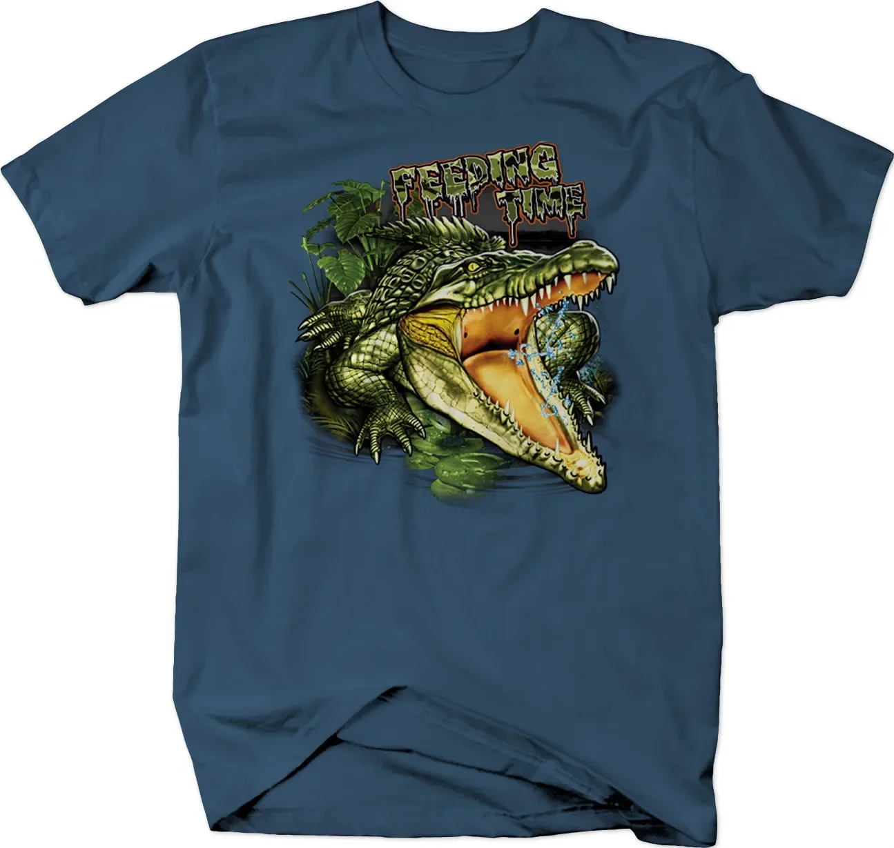 Feeding Time Crocodile Alligator Hunting Swamp Animal T-Shirt 100% Cotton O-Neck Short Sleeve Casual Mens T-shirt Size S-3XL