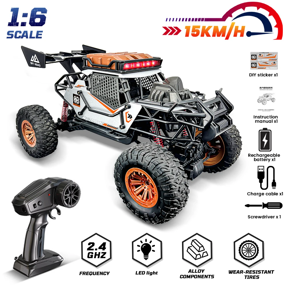 1:6 RC Auto 2,4G 4WD Ferngesteuerter Legierungs-Truck Kletterfahrzeug mit Licht Elektrisches Funkgesteuertes Modellspielzeug Kindergeschenke