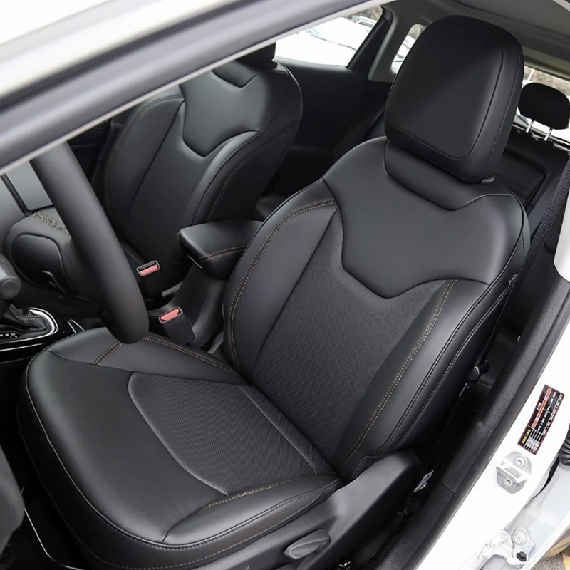 Maßgefertigte Autositzbezüge und Zubehör für 5 Sitze, Komplettset, hochwertiges Leder für Jeep Grand Cherokee, Compass, Wrangler. – Detail 1