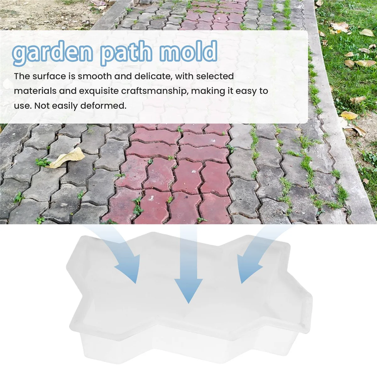 Ścieżka ogrodowa z trzema falami Plastikowa betonowa kostka brukowa Forma do cegły Diy Walkway Cement Brick Mold