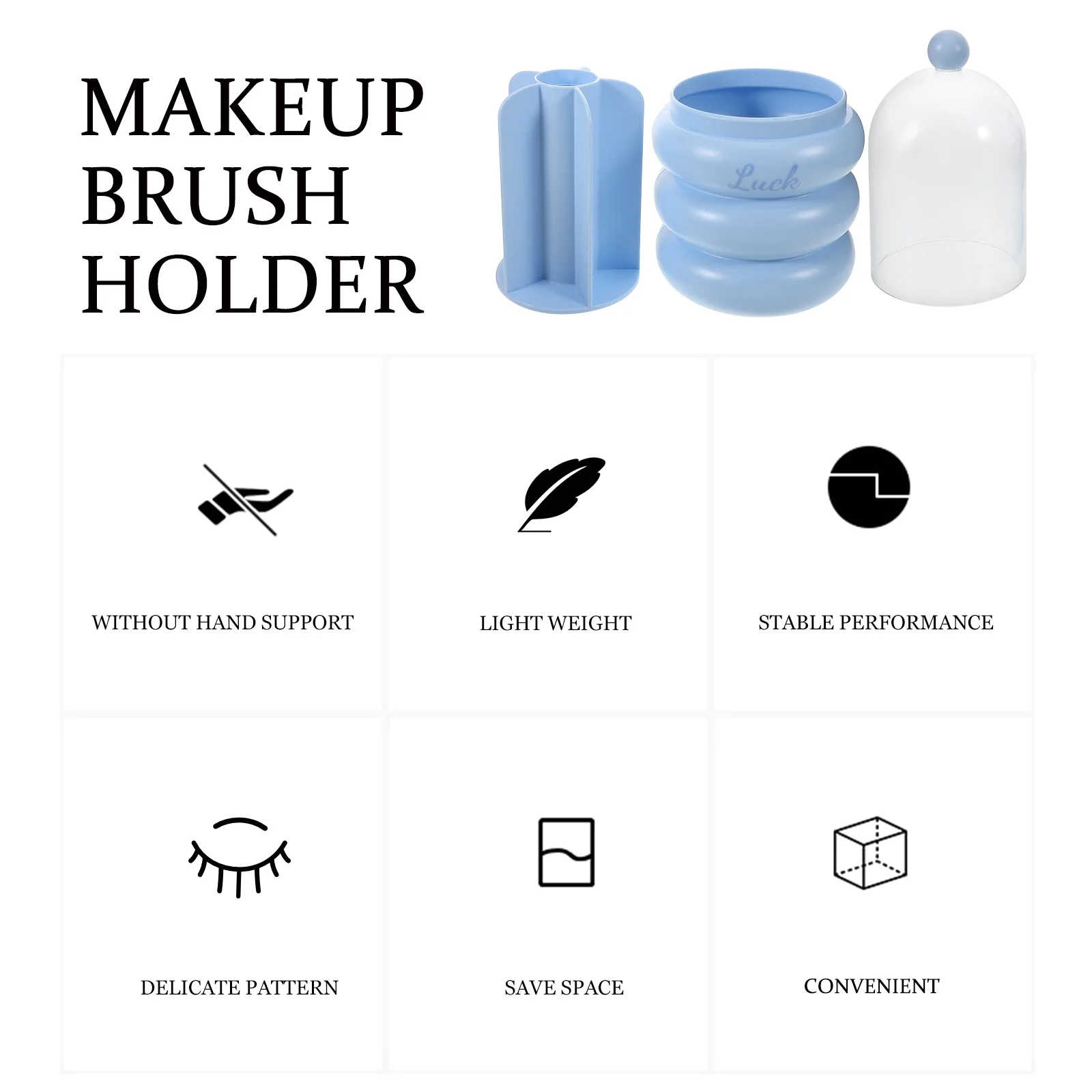 360 ° صندوق منظم حامل فرشاة المكياج الدوار مع غطاء شفاف لأقلام الحواجب وفرش ظلال العيون متعددة الوظائف #5