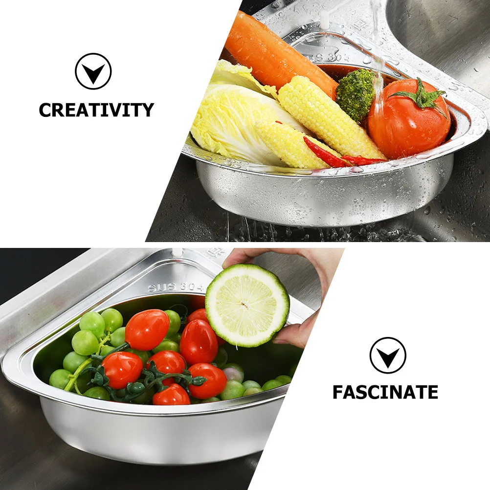 

Корзина для раковины из нержавеющей стали, устойчивая к ржавчине, с гладкими краями, многофункциональная дренажная стойка для кухонной утвари, контейнер для фруктов