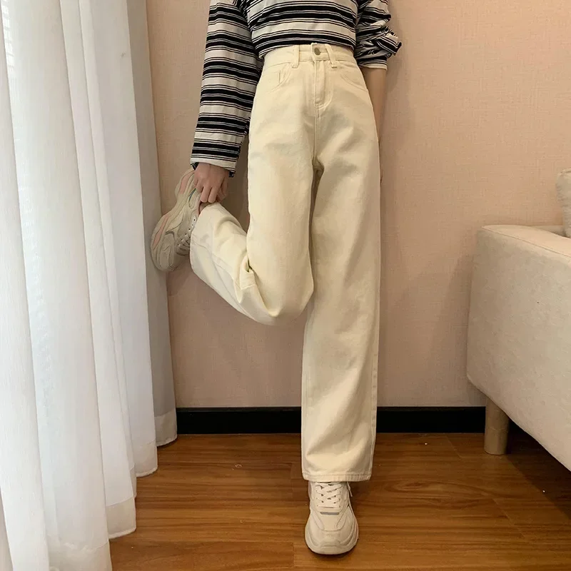 

High Waisted Jeans for Women Clothing Blue Black Straight Leg Denim Pants Trousers Mom Jean Baggy Trousers Full Length