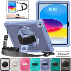 For IPad 7th 8th 9th 10.2 10th Gen 10.9 Air2 Pro 9.7 inch Shockproof Tablet Cover Rotation Hand Shoulder Strap Stand Armor Cas