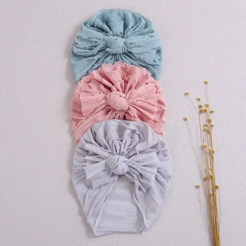 Newborn Toddler Kids Baby Boy Girl Turban Cotton Beanie Hat Soft Cap Solid Knot Soft Wrap Spring Summer Headband Accessories