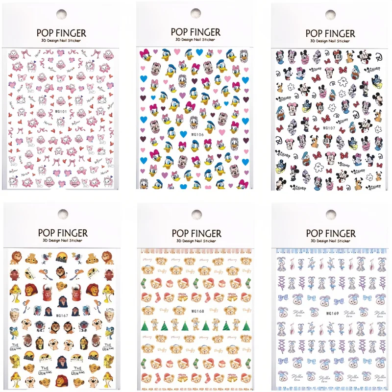 6PCS Cartoon Toy Story Nail Stickers Movie Princess Stickers Suit Nail Decoration Cute Mickey Minnie Nail Supplies Nail Decals