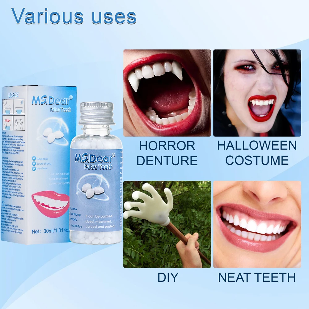 30ml Shapeable Teeth Glue Film and Television Makeup Dentures Modification Temporary Filling Teeth Repair Broken Teeth
