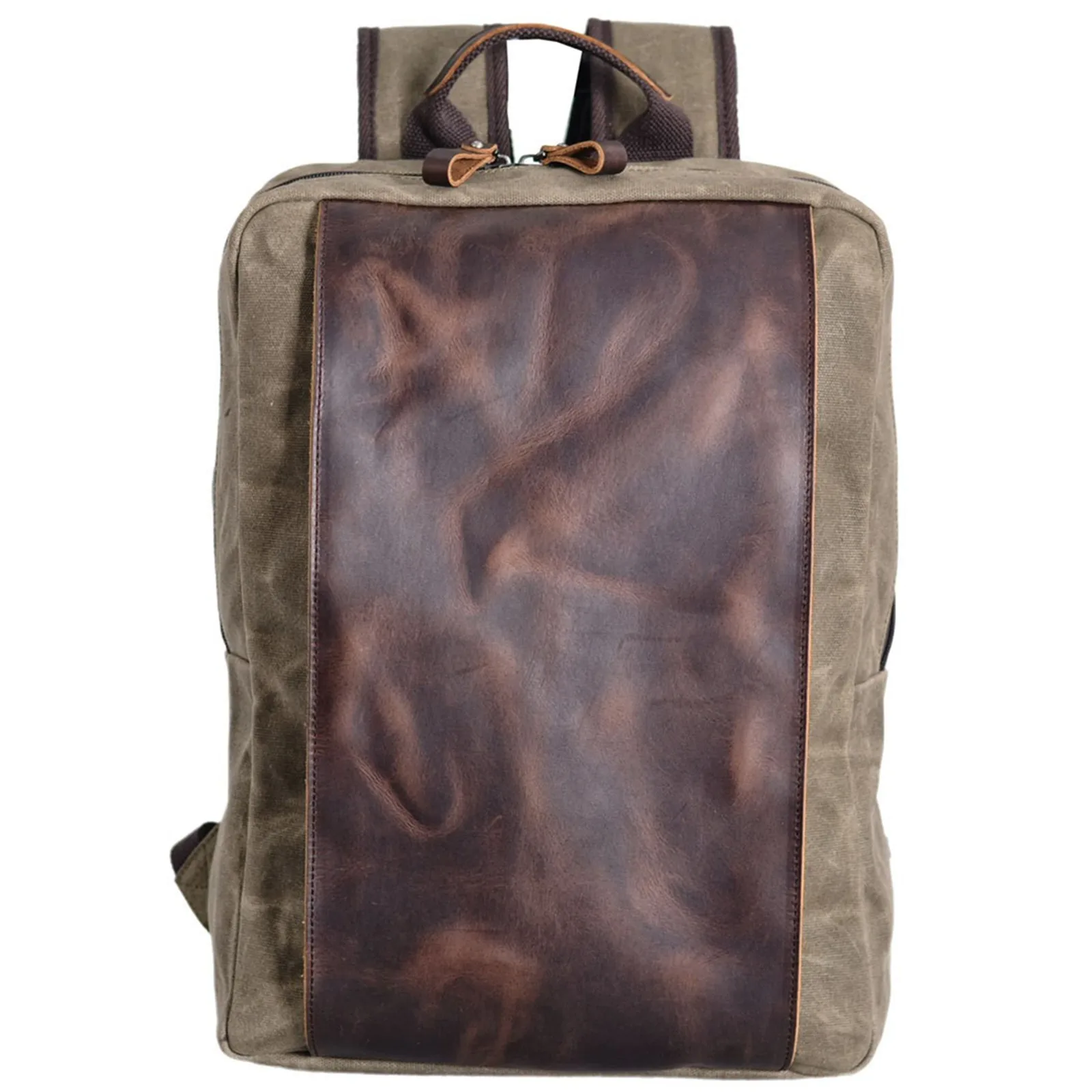 في الهواء الطلق الكتفين الأعمال حقيبة الكمبيوتر سعة كبيرة السفر مقاوم للماء قماش الربط جلد طبيعي المشي لمسافات طويلة حقيبة مدرسية