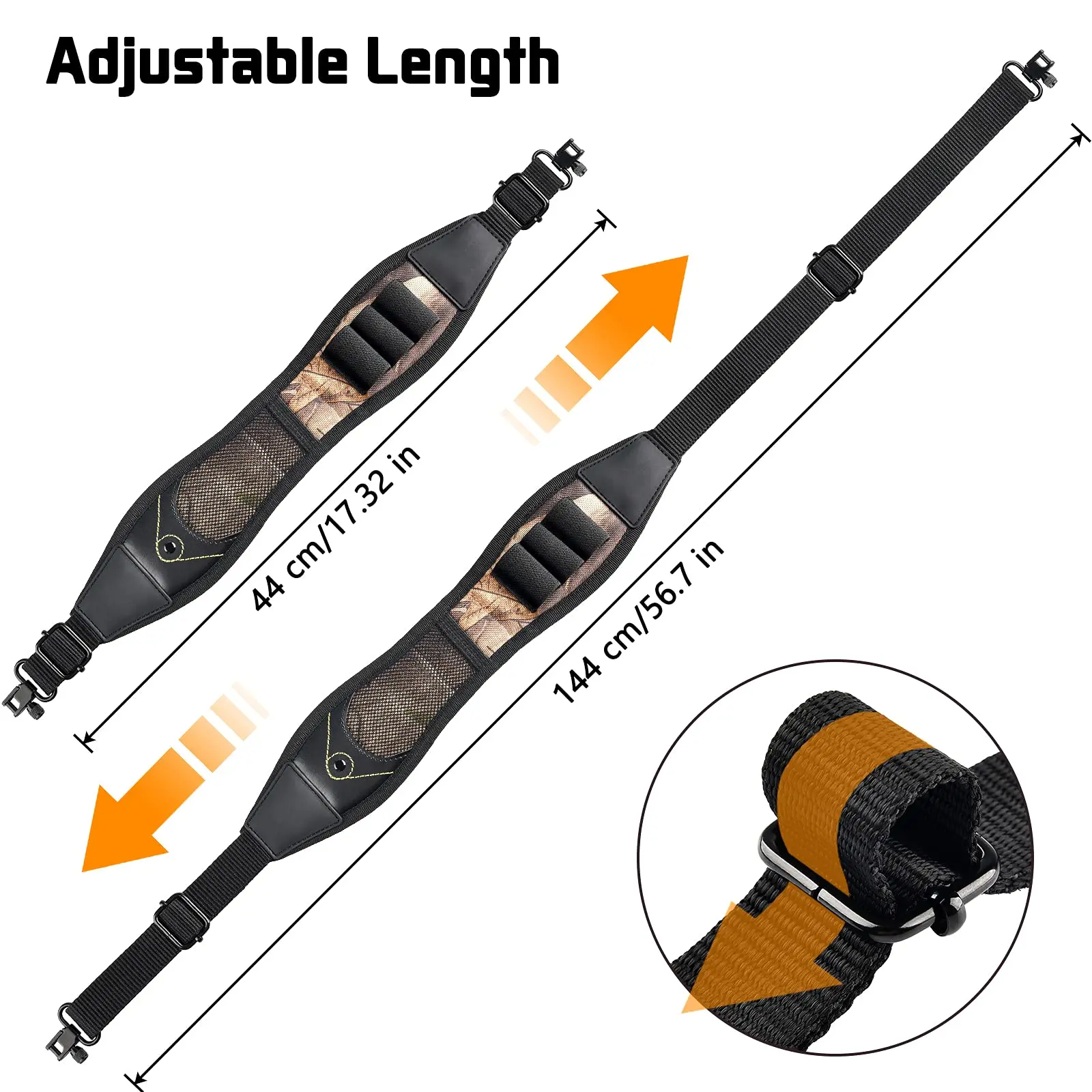 MidTen Shotgun Sling Two Point Sling Adjustable Length with Removable Swivels and Spare Pocket, Anti-Slip Neoprene Shoulder Pad