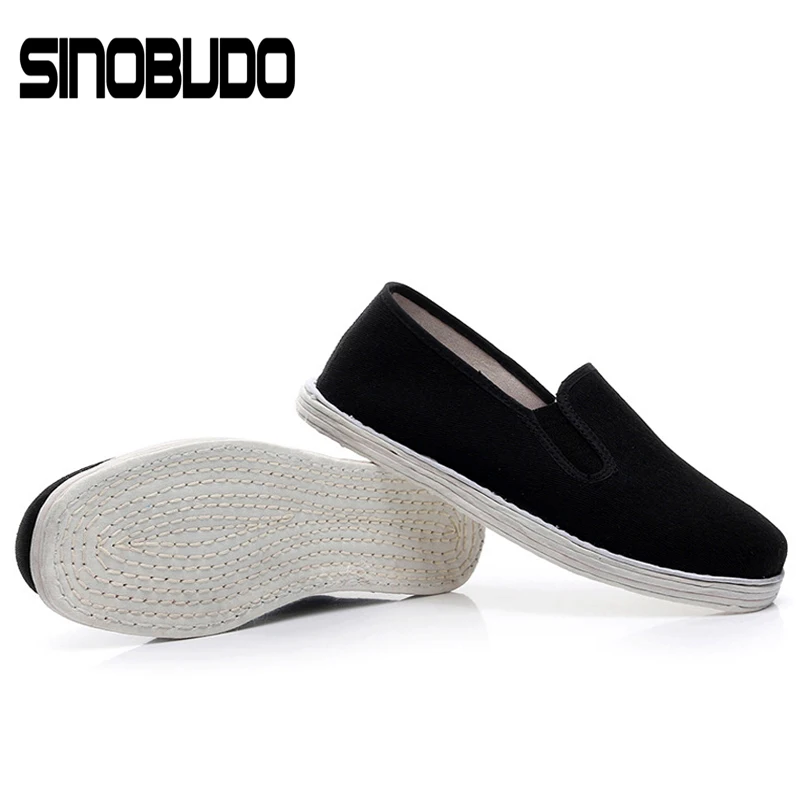 Black multi-layer cotton sole manual Shaolin Monk Wushu Training Shoes Tai Chi Martial arts cloth Shoes Kung fu Sports Sneakers