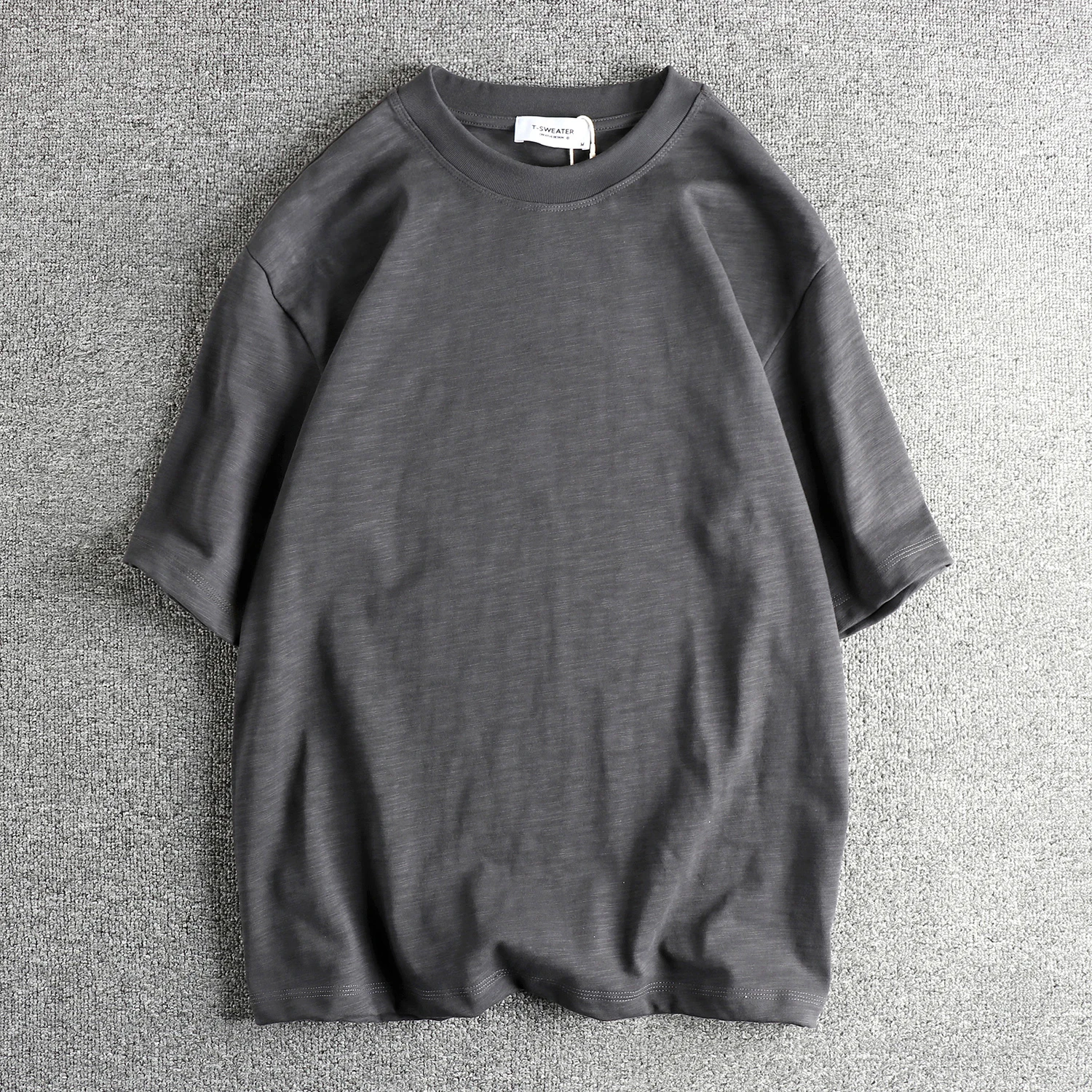 

Loose Fit Men's Short Sleeve T-Shirt Bamboo Cotton Shoulder Drop Style Casual round Neck Pure Color American Trend Summer Wear