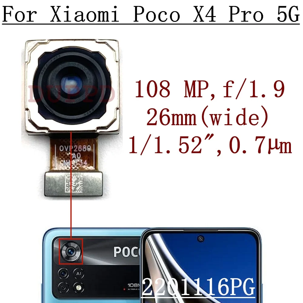 Rear Front Camera For Xiaomi Poco X4 Pro X4pro 5G Back Selfie Frontal Backside Camera Module Flex Repair Spare Parts