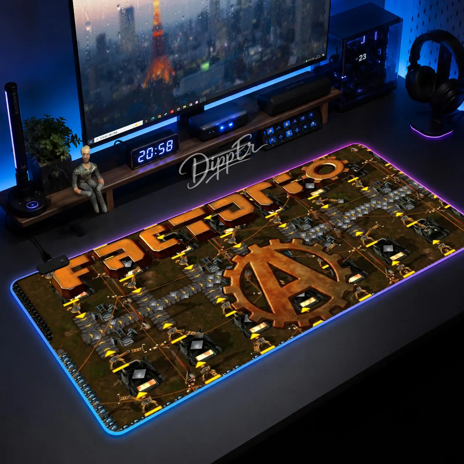 

A-Factorio Mouse Pad Large Size LED Glowing Table Pad XXL Gaming Non-slip Rubber Mat With Backlight