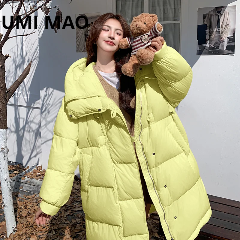 UMI MAO Winter Jacket Femme  Warm And Thick Large Grid Down Jacket New Standard 90 White Duck Down Jacket Coat Femme Y2K