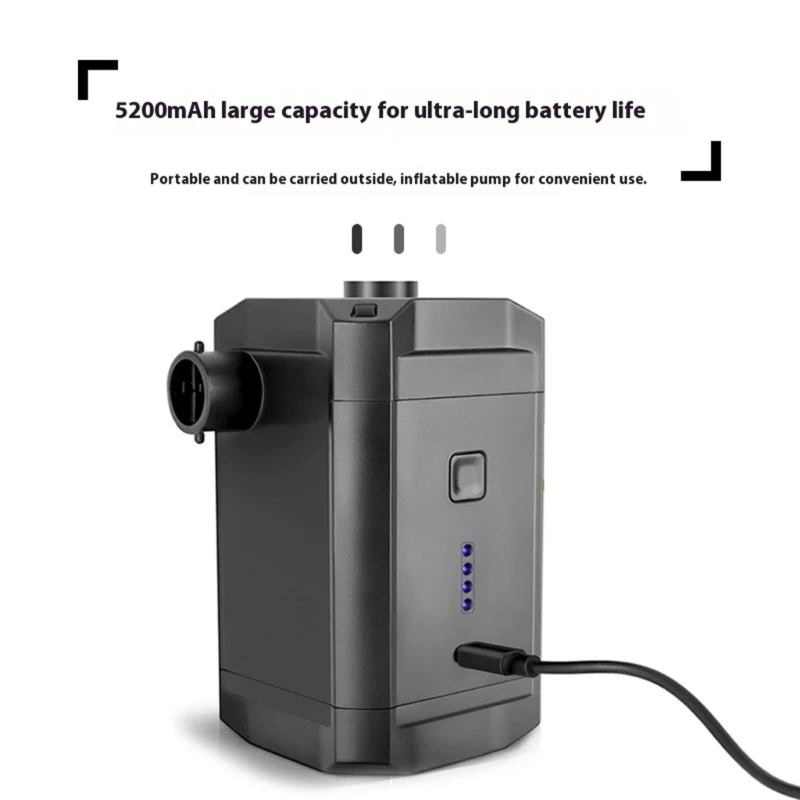 D8KE 5200MAH بطارية مضخات الهواء القابلة للشحن تؤدي إلى تضخيم خيام مراتب التخييم