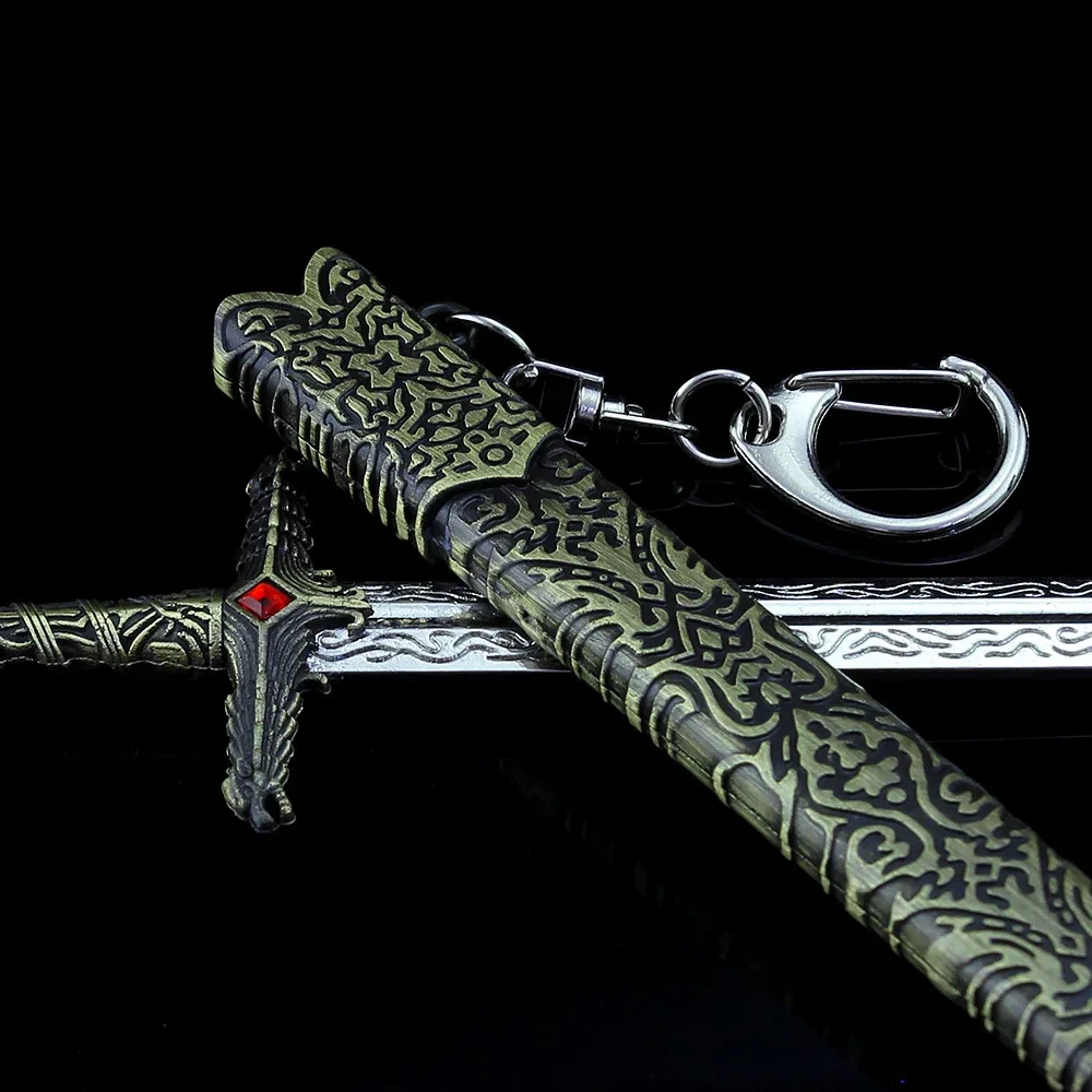 22 سنتيمتر حصلت على لعبة سيف غمد المفاتيح المسلسلات التلفزيونية الأمريكية البضائع 1:6 عروش القرون الوسطى نموذج معدني مجموعة حلية المنزل #6