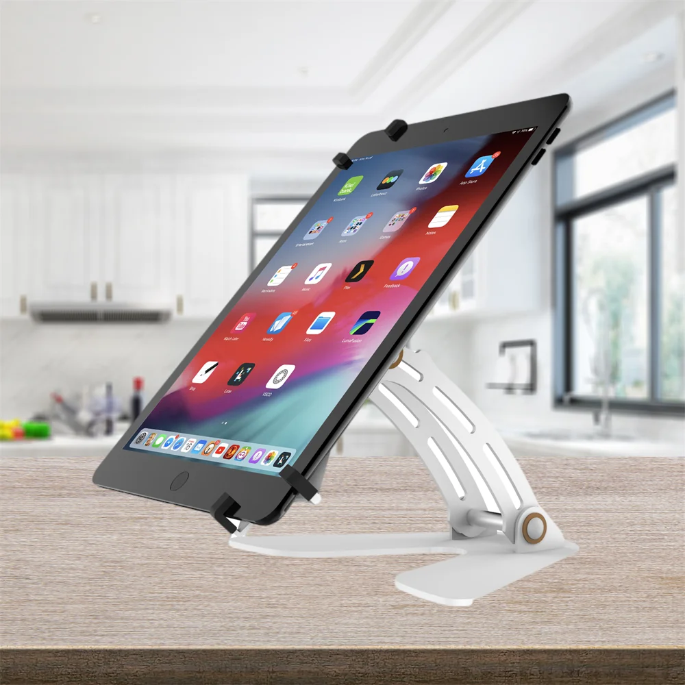 Foldable Clamp Desktop Metal Tablet Stand Holder For 7.9-12.9 Inch